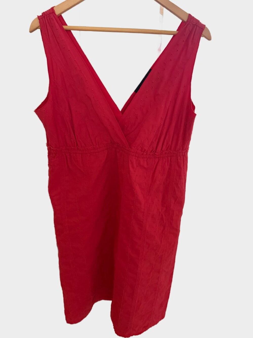Easy Fit Pull On Red Eyelet Summer Dress